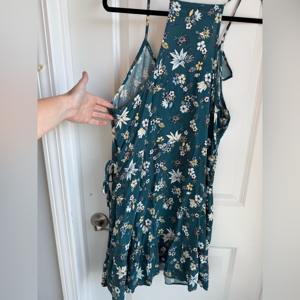 Mossimo Supply Co. Teal and Floral Side Zip & Wrap Sundress, Sz XXL - Picture 5 of 7